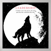Square Black White Inspirerend Leadership Wolf Poster (Voorkant)