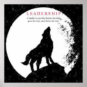 Square Black White Inspirerend Leadership Wolf Poster