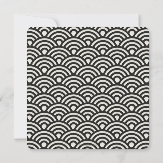 Square Black + White Patterned Wedding Invitation Kaart (Achterkant)