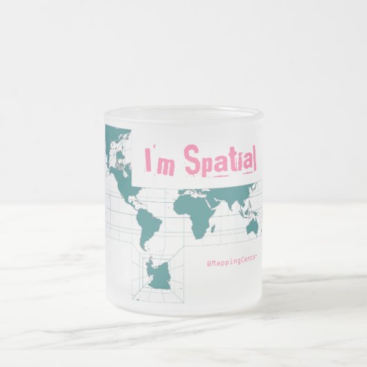 Square Blauwgroen, ik ben ruimtelijk, @MappingCent Matglas Koffiemok (Center)