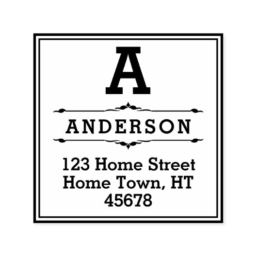 Square Block Monogram Return-adres Zelfinktende Stempel (Design)