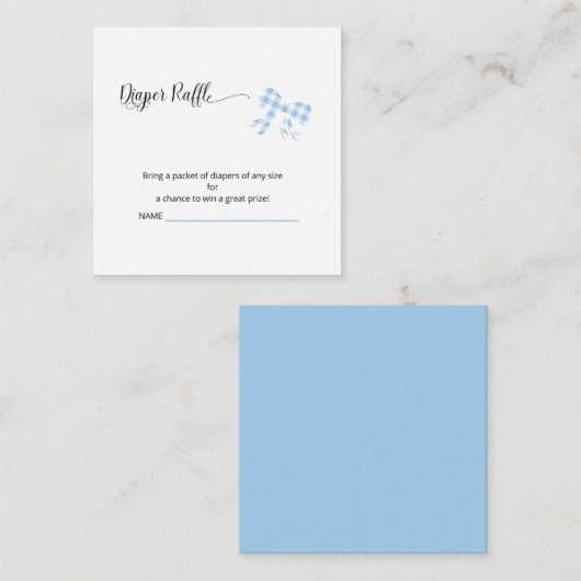 Square Blue Gingham Diaper Raffle Kaart (Voorkant / Achterkant)