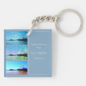 Square Blue Santa Monica Pier Collage Sleutelhanger (Achterkant)