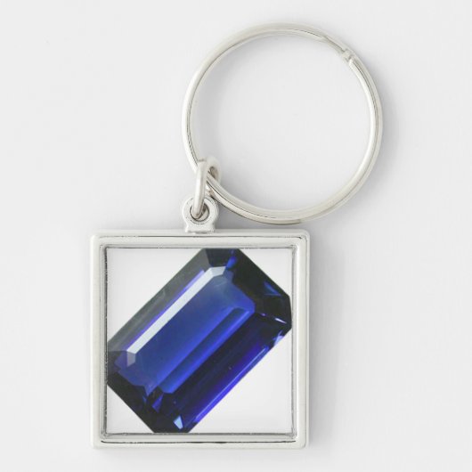 Square Blue Sapphire Sleutelhanger (Voorkant)