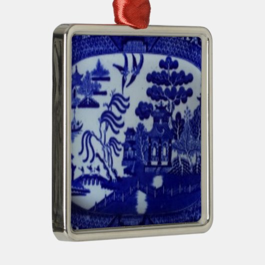 Square Blue Willow Ornament licht je structuur op (Rechts)