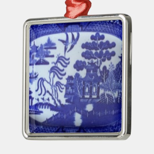 Square Blue Willow Ornament licht je structuur op (Links)