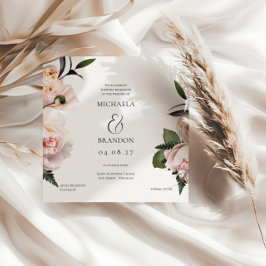 Square Blush Bloemen Bruids Douche Uitnodiging