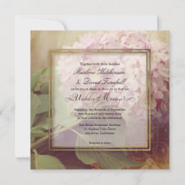 Square  Blush Pink Hydrangea Vintage Wedding Kaart