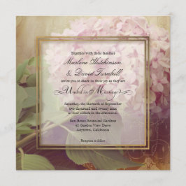 Square Blush Pink Hydrangea Vintage Wedding Kaart