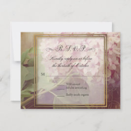 Square  Blush Pink Hydrangea Vintage Wedding RSVP Kaartje