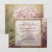 Square  Blush Pink Hydrangea Vintage Wedding RSVP Kaartje (Voorkant / Achterkant)