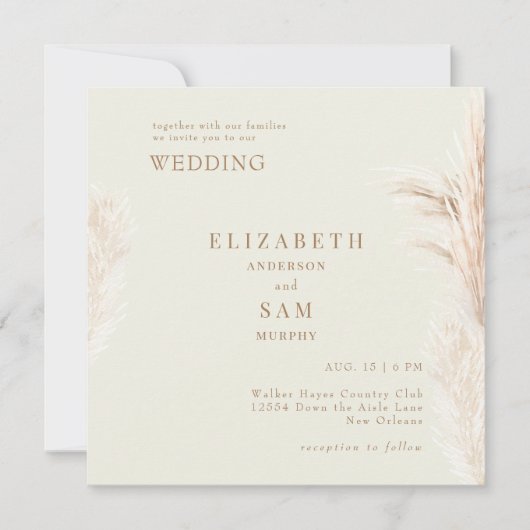 Square Boho Pampas Cream Samen Met Trouwen (Voorkant)