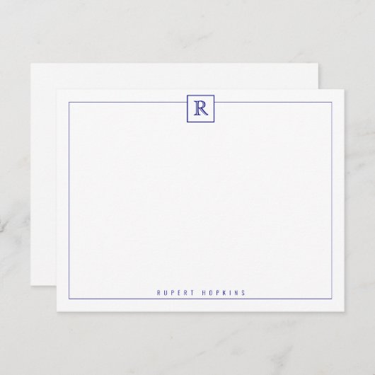 Square Border Blue Note Kaart Notitiekaartje (Voorkant / Achterkant)