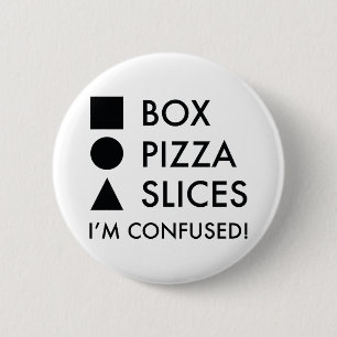Square Box Round Pizza driehoekige plakken Ronde Button 5,7 Cm