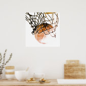 Square Brown Basketball Ball & Net Print Poster (Keuken)