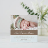 Square Brown & Blue | Aankondiging van geboorte (Staand voorkant)