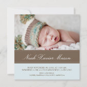 Square Brown & Blue | Aankondiging van geboorte (Voorkant)