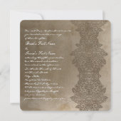 Square Brown Damask Wedding Invitation Kaart (Voorkant)