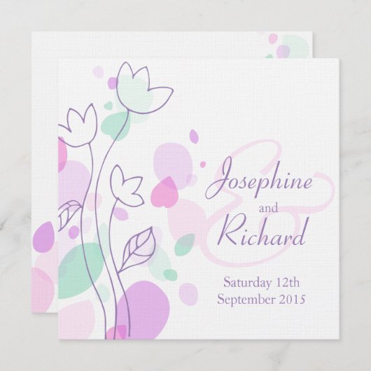 Square bruiloft nodigt moderne grafische bloemblad kaart (Voorkant / Achterkant)