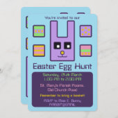 Square Bunny Easter Egg Hunt Invitation Kaart (Voorkant / Achterkant)