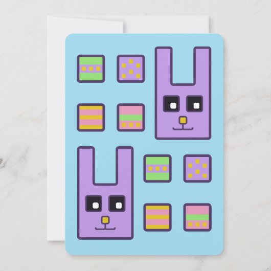 Square Bunny Easter Egg Hunt Invitation Kaart (Achterkant)