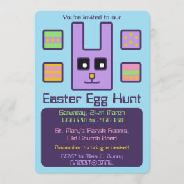 Square Bunny Easter Egg Hunt Invitation Kaart