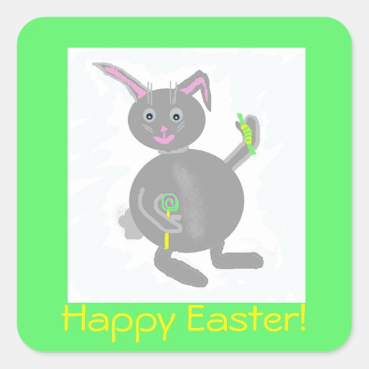 Square Bunny Easter Stickers (Voorkant)