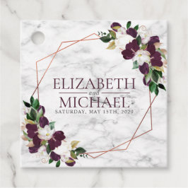 Square Burgundy Copper Geometric Marble Wedding Bedankjes Labels