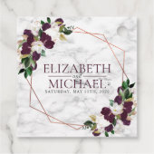 Square Burgundy Copper Geometric Marble Wedding Bedankjes Labels (Achterkant)