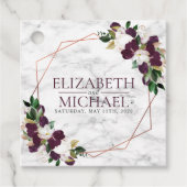 Square Burgundy Copper Geometric Marble Wedding Bedankjes Labels (Voorkant)