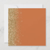 Square Burnt Sinaasappel Gold Glitter Save the Dat Aankondiging (Achterkant)