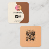 Square Business Card – Coffee Tone QR Design Contactkaartje (Voorkant / Achterkant)