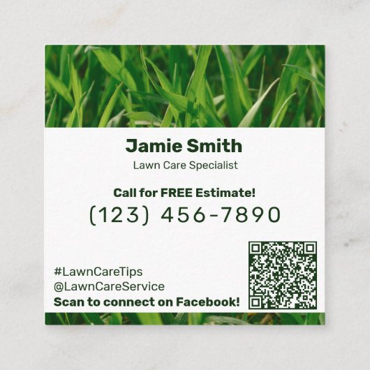 Square Business Promo - Lawn Care Friend Aanbevelingskaartje (Achterkant)
