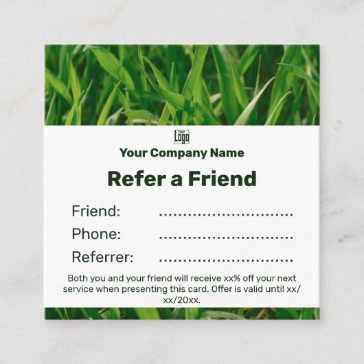 Square Business Promo - Lawn Care Friend Aanbevelingskaartje (Voorkant)