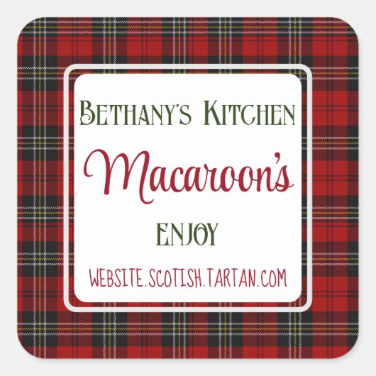 Square Business Stickers Bethany's keuken Tartan (Voorkant)