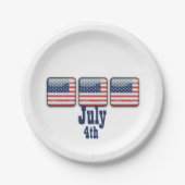 Square Button met Amerikaanse vlag, Bord op 4 juli (Voorkant)