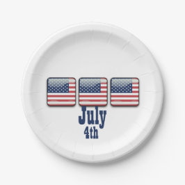 Square Button met Amerikaanse vlag, Bord op 4 juli