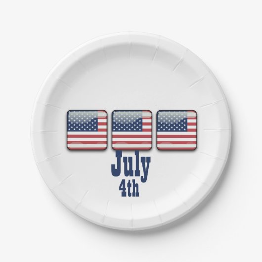 Square Button met Amerikaanse vlag, Bord op 4 juli (Voorkant)