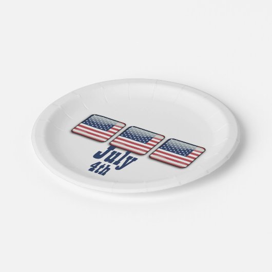 Square Button met Amerikaanse vlag, Bord op 4 juli (Gekanteld)