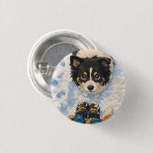 Square Button Playful Dog  (Voorkant /achterkant)