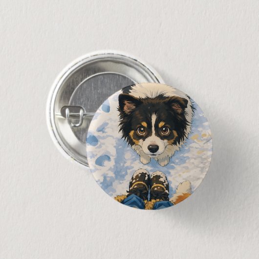 Square Button Playful Dog  (Voorkant /achterkant)