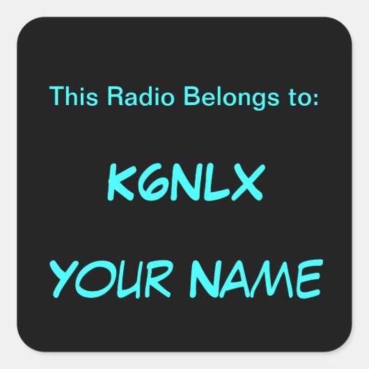 Square Call Sign Radio Stickers (Voorkant)