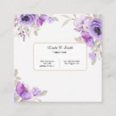 Square Calling Card-Paars Floral Contactkaartje (Voorkant)