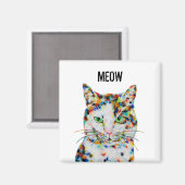 Square Cat Meow Magnet (Voorkant / Achterkant)