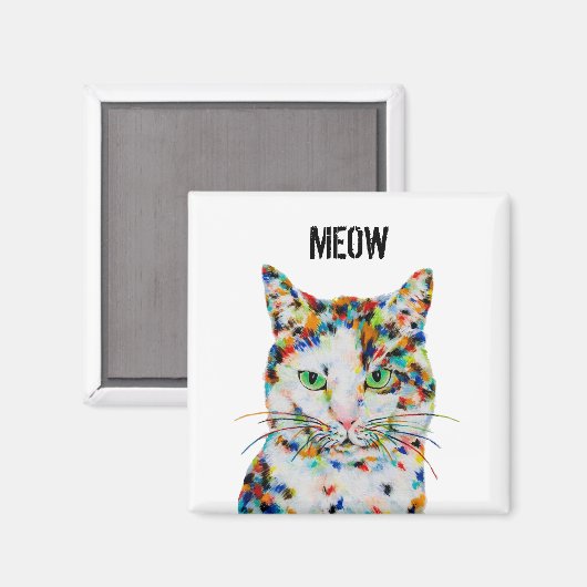 Square Cat Meow Magnet (Voorkant / Achterkant)