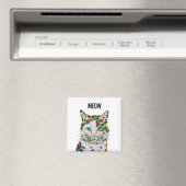 Square Cat Meow Magnet (Insitu (Vaatwasser))