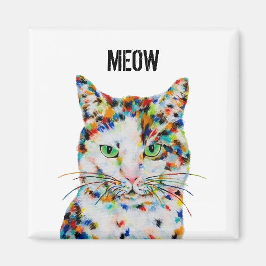 Square Cat Meow Magnet (Voorkant)
