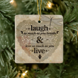 Square Ceramic Ornament Laugh