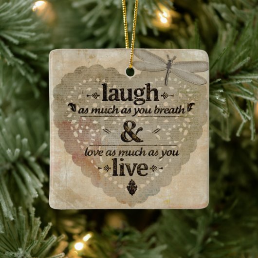 Square Ceramic Ornament Laugh (Boom)