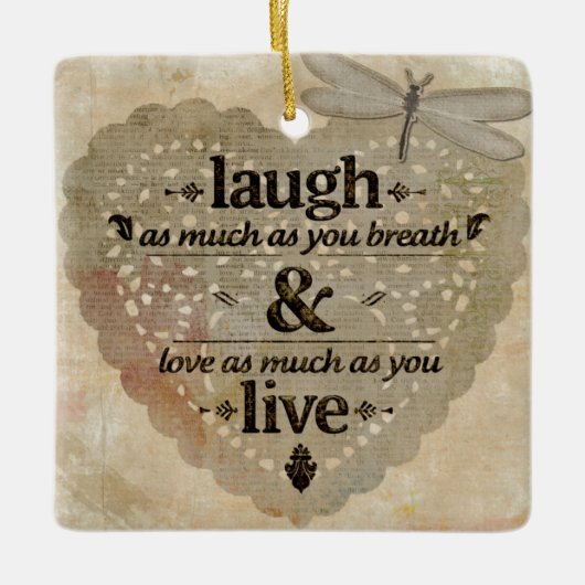 Square Ceramic Ornament Laugh (Voorkant)